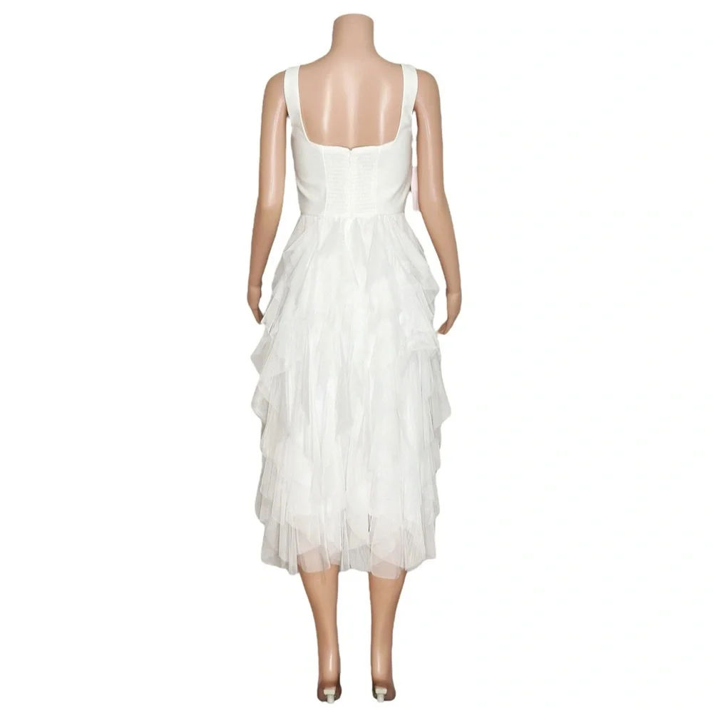 BHLDN Jada Tiered Tulle Midi Dress, White, Small - Picture 9 of 14